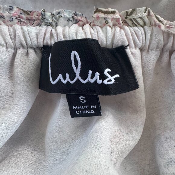 Lulus Teddi Blush Pink Floral Print Ruffled Off the‎ Shoulder Crop Top Small-364 - Picture 5 of 5